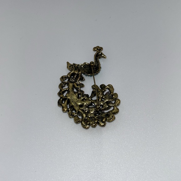 Multi Color Rainbow Rhinestone Peacock Brooch - Picture 8 of 12